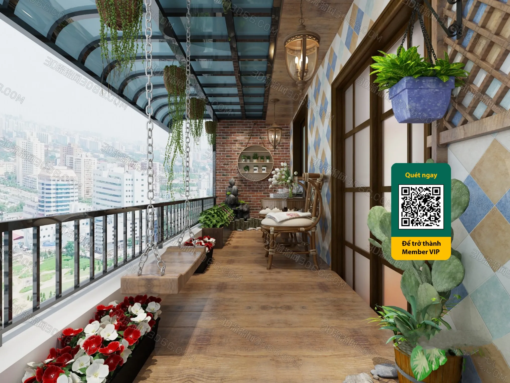 COURTYARD - VRAY / CORONA - 3D MODEL - 6500