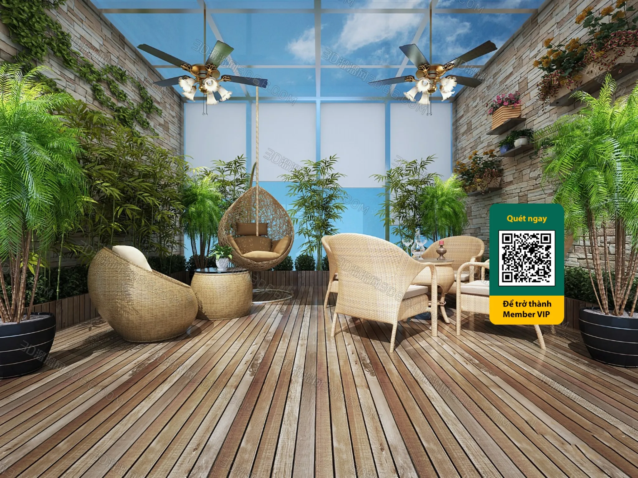 COURTYARD - VRAY / CORONA - 3D MODEL - 6501