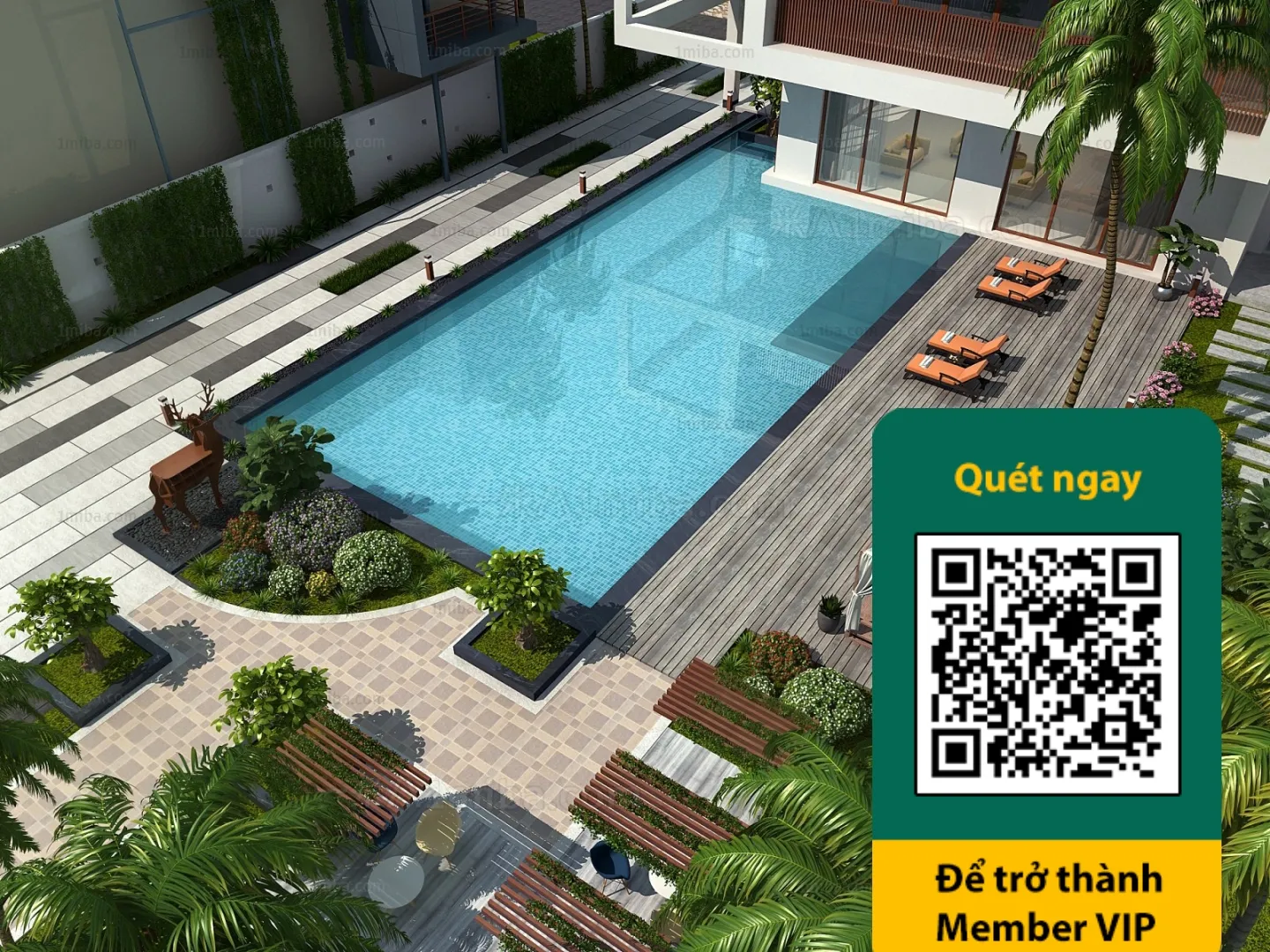 COURTYARD - VRAY / CORONA - 3D MODEL - 6509