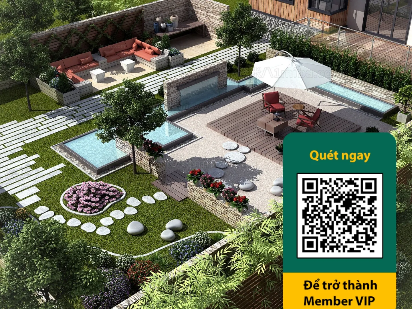 COURTYARD - VRAY / CORONA - 3D MODEL - 6512