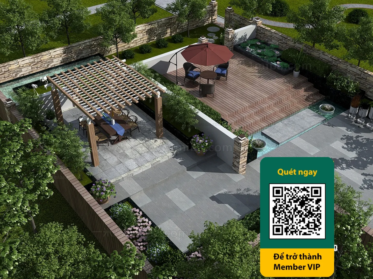 COURTYARD - VRAY / CORONA - 3D MODEL - 6517