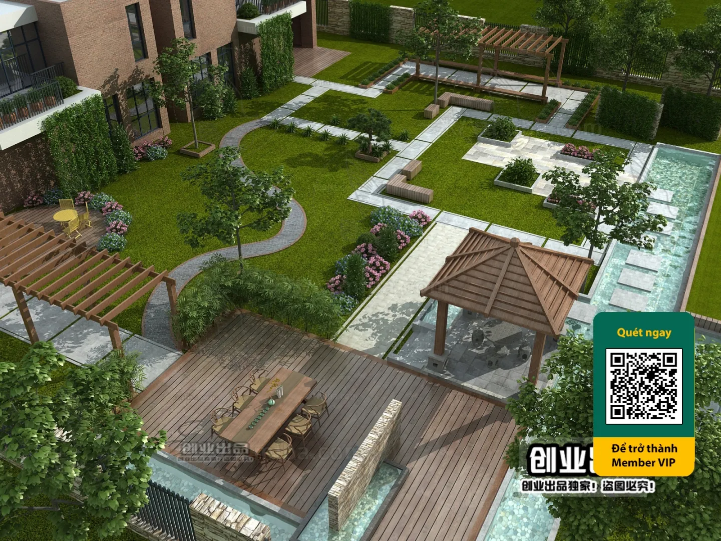 COURTYARD - VRAY / CORONA - 3D MODEL - 6523