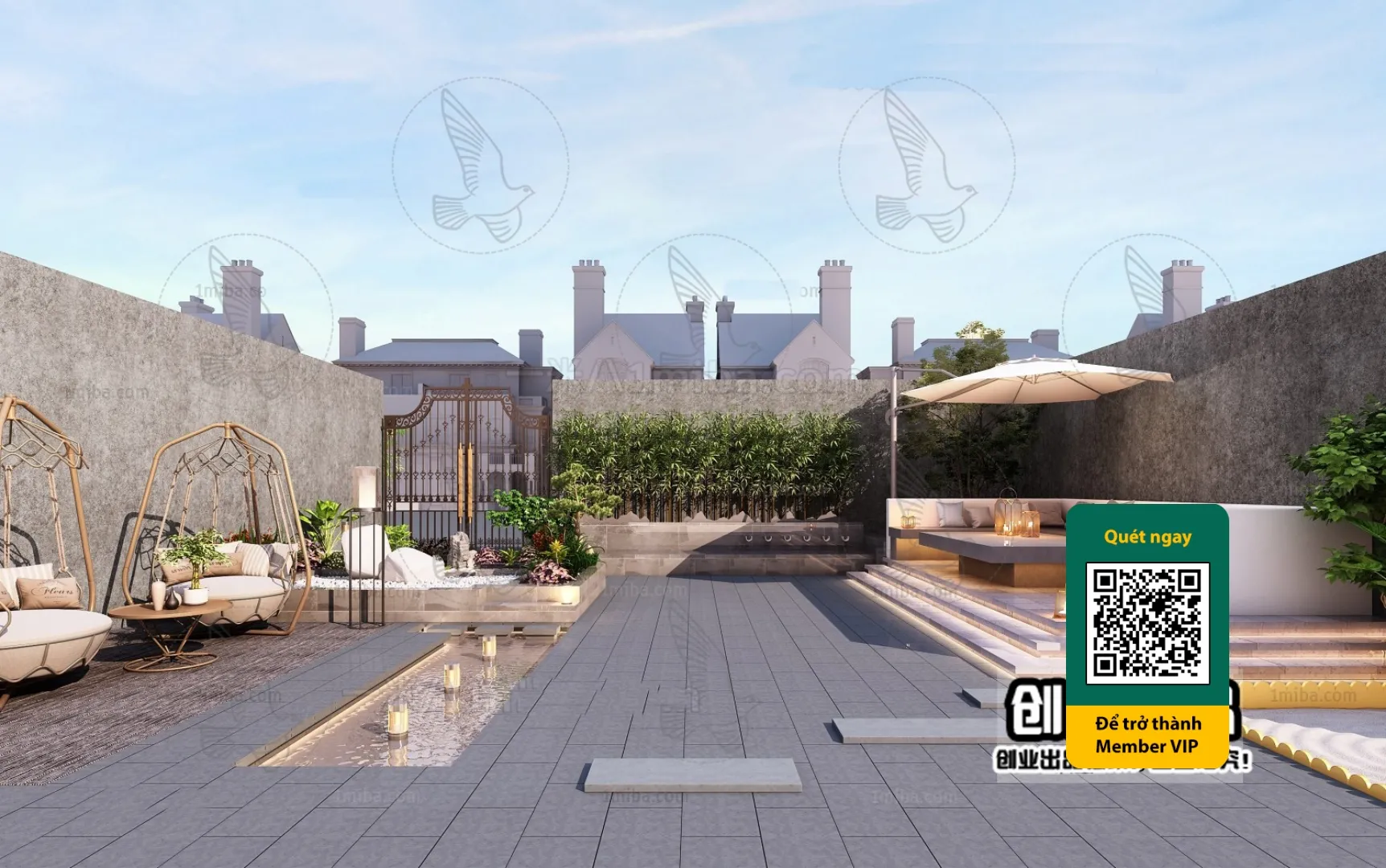 COURTYARD - VRAY / CORONA - 3D MODEL - 6524