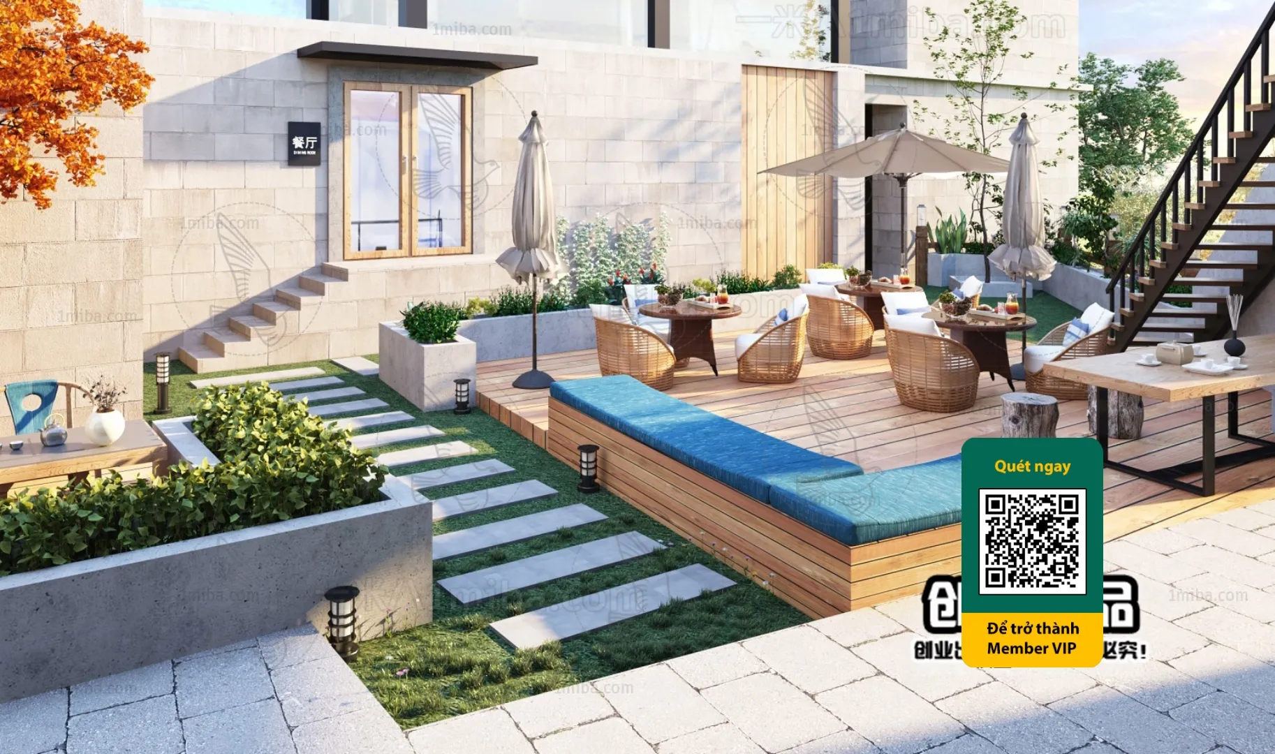 COURTYARD - VRAY / CORONA - 3D MODEL - 6525