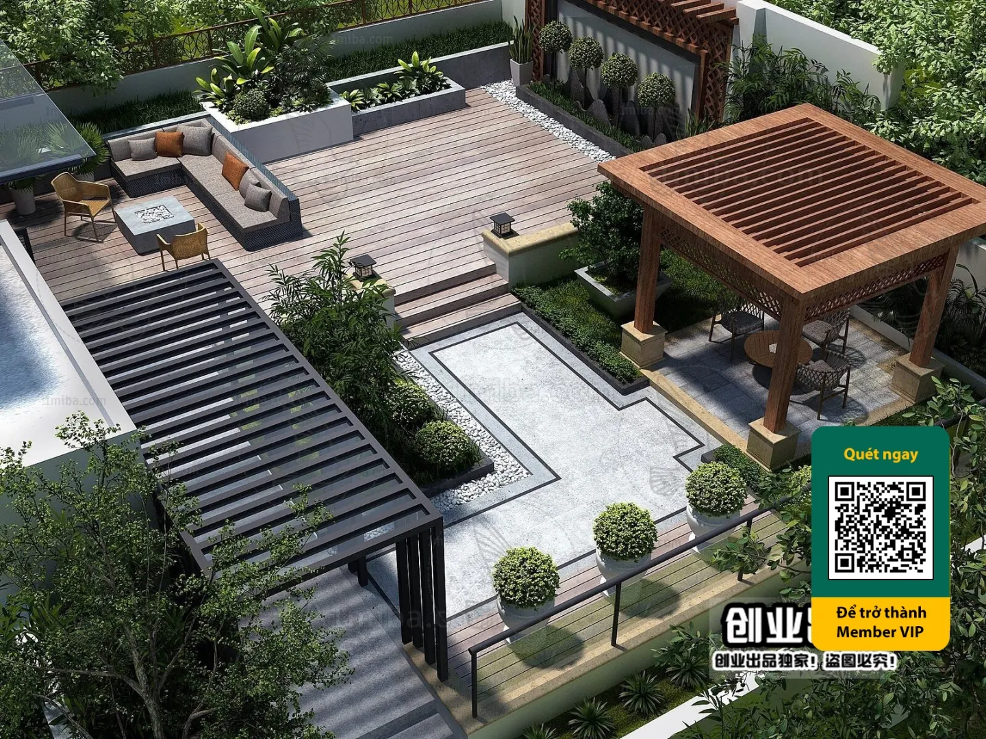 COURTYARD - VRAY / CORONA - 3D MODEL - 6526