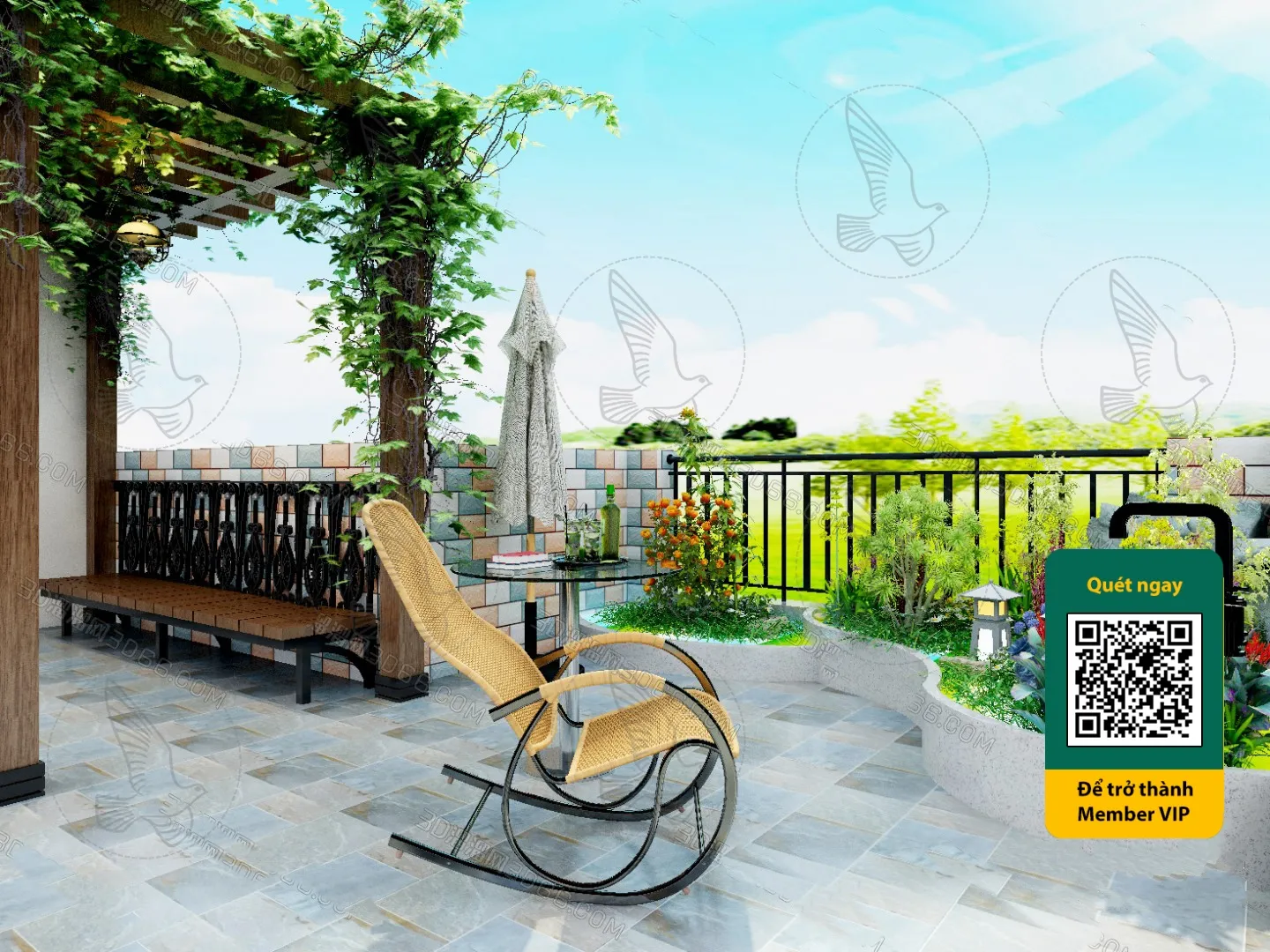 COURTYARD - VRAY / CORONA - 3D MODEL - 6543