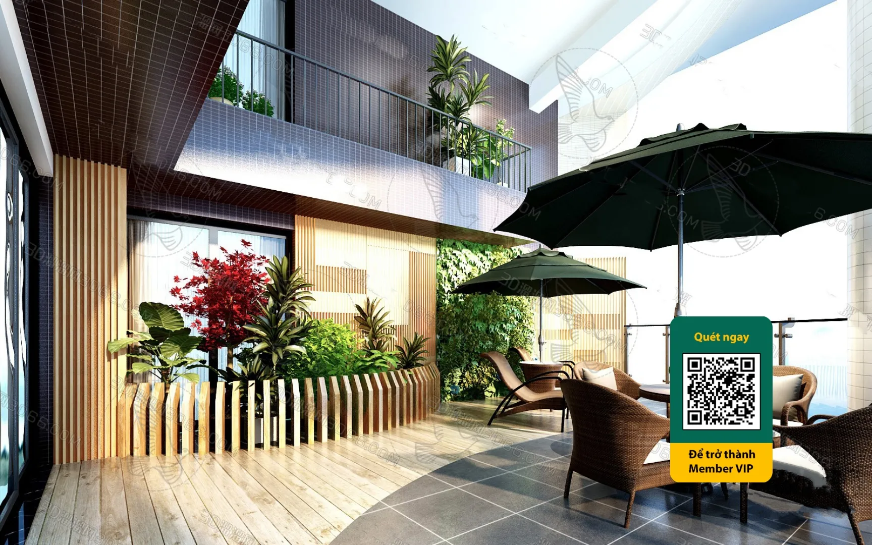 COURTYARD - VRAY / CORONA - 3D MODEL - 6544