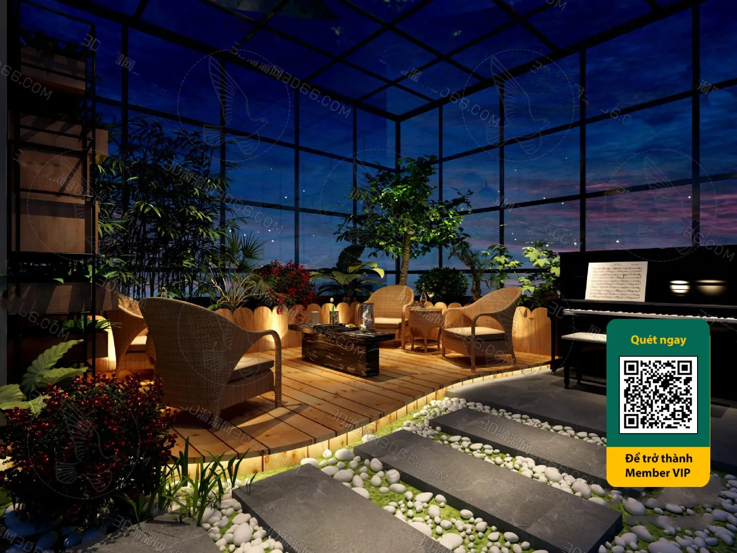 COURTYARD - VRAY / CORONA - 3D MODEL - 6546