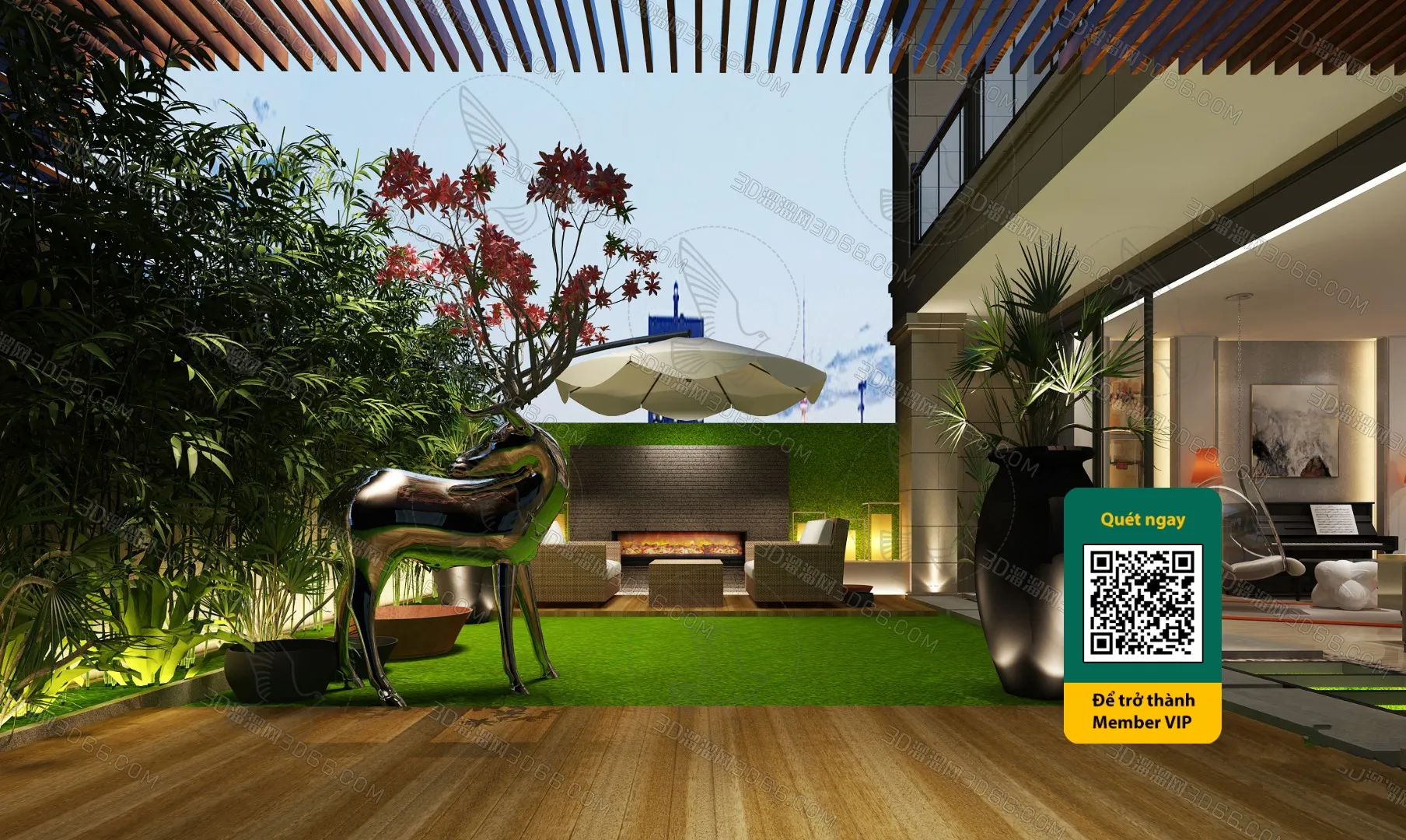 COURTYARD - VRAY / CORONA - 3D MODEL - 6557