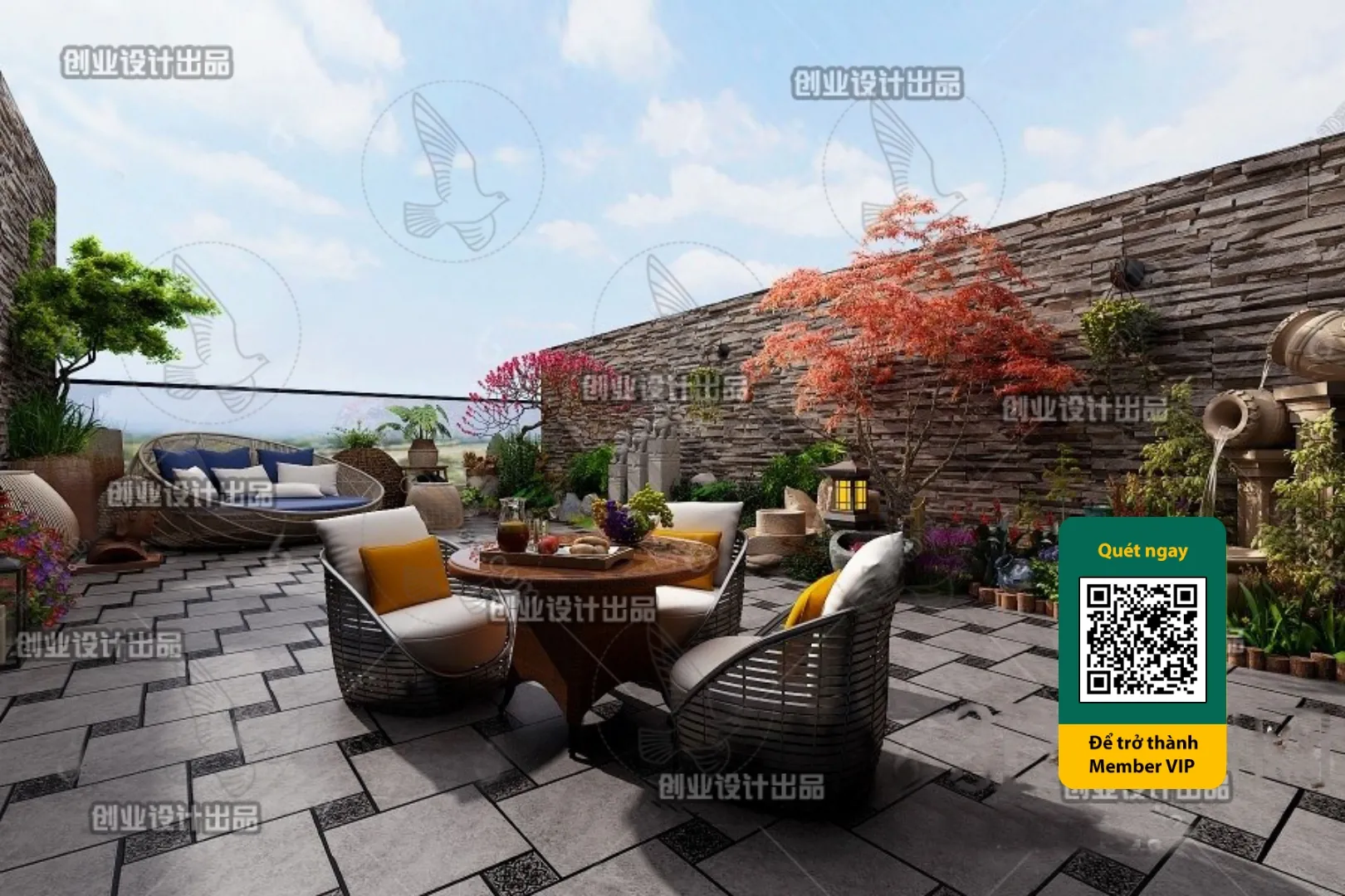 COURTYARD - VRAY / CORONA - 3D MODEL - 6562