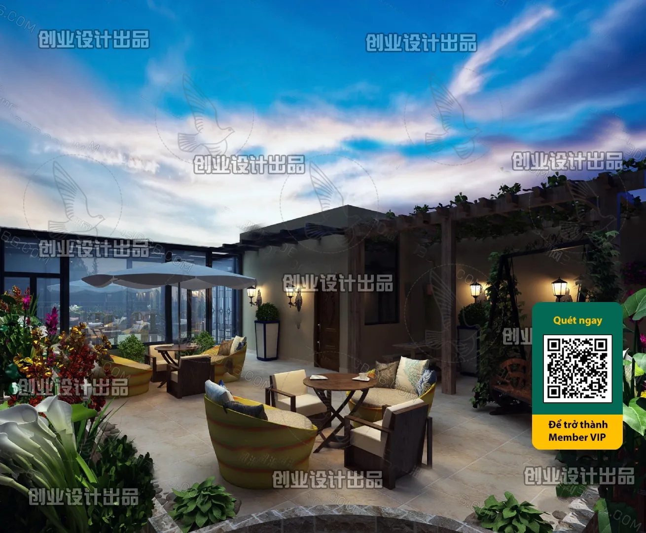 COURTYARD - VRAY / CORONA - 3D MODEL - 6569