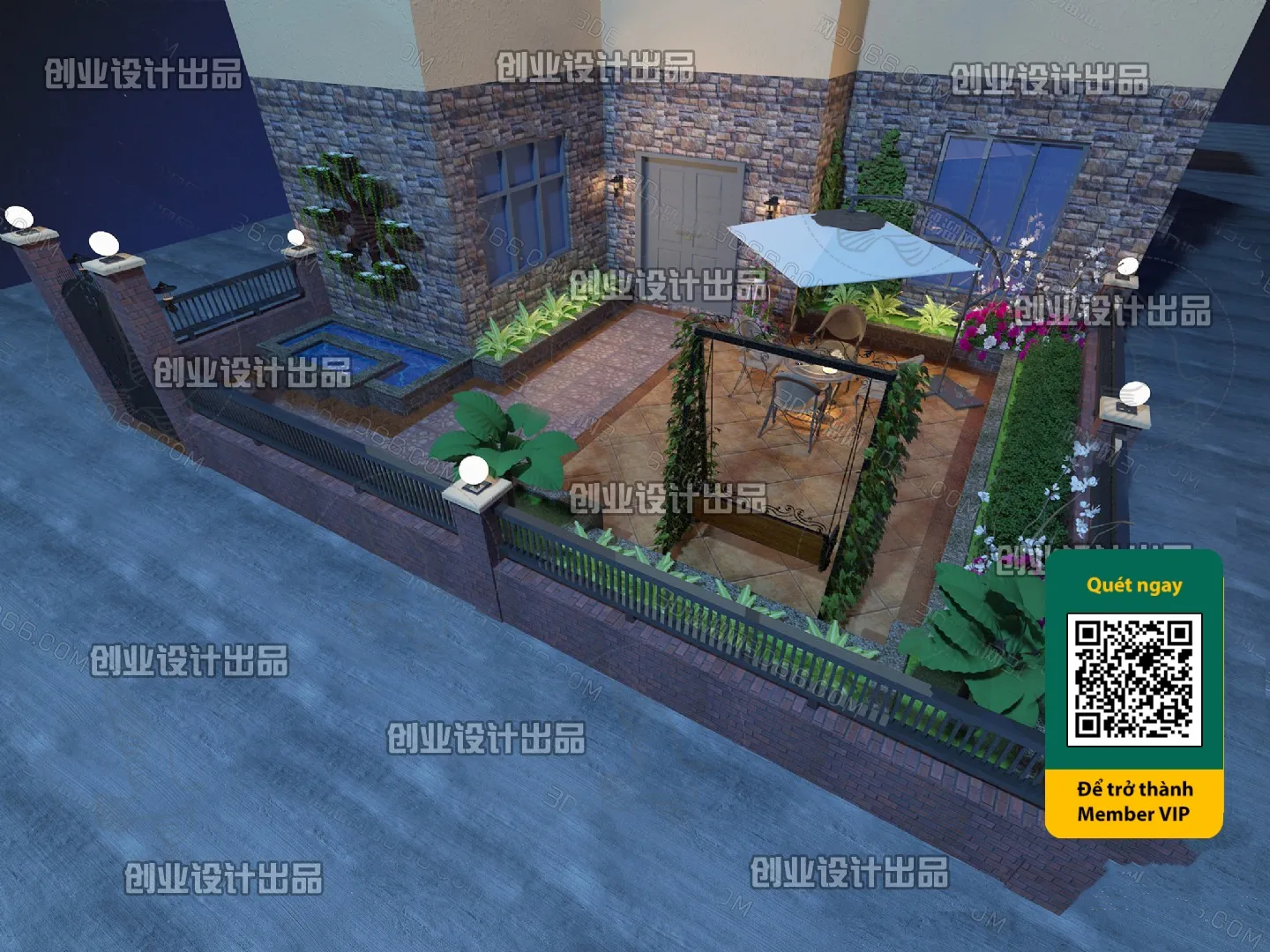 COURTYARD - VRAY / CORONA - 3D MODEL - 6570