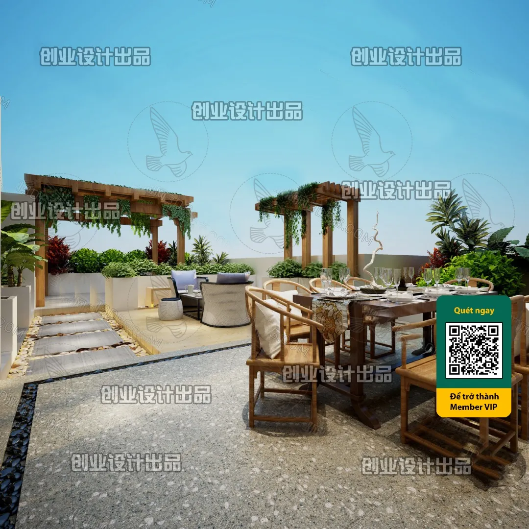 COURTYARD - VRAY / CORONA - 3D MODEL - 6572