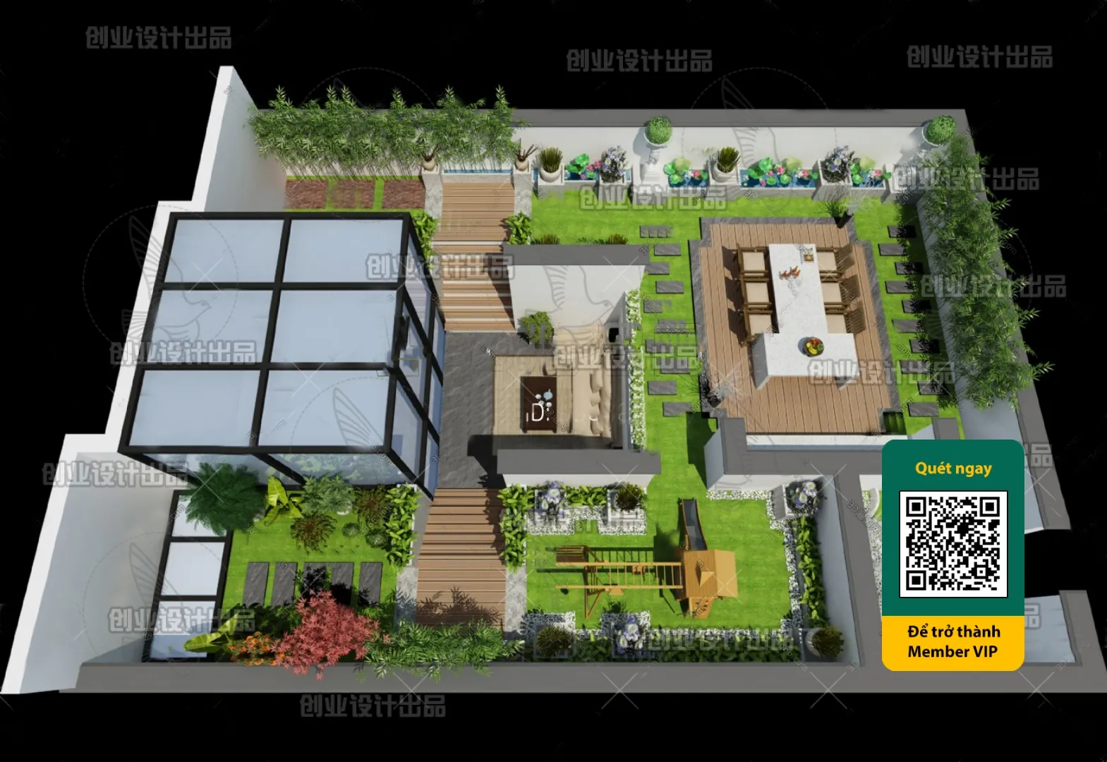 COURTYARD - VRAY / CORONA - 3D MODEL - 6587