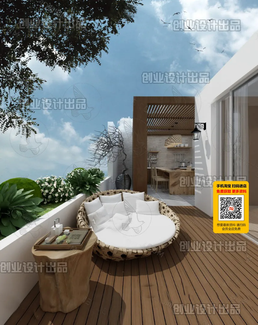 COURTYARD - VRAY / CORONA - 3D MODEL - 6595