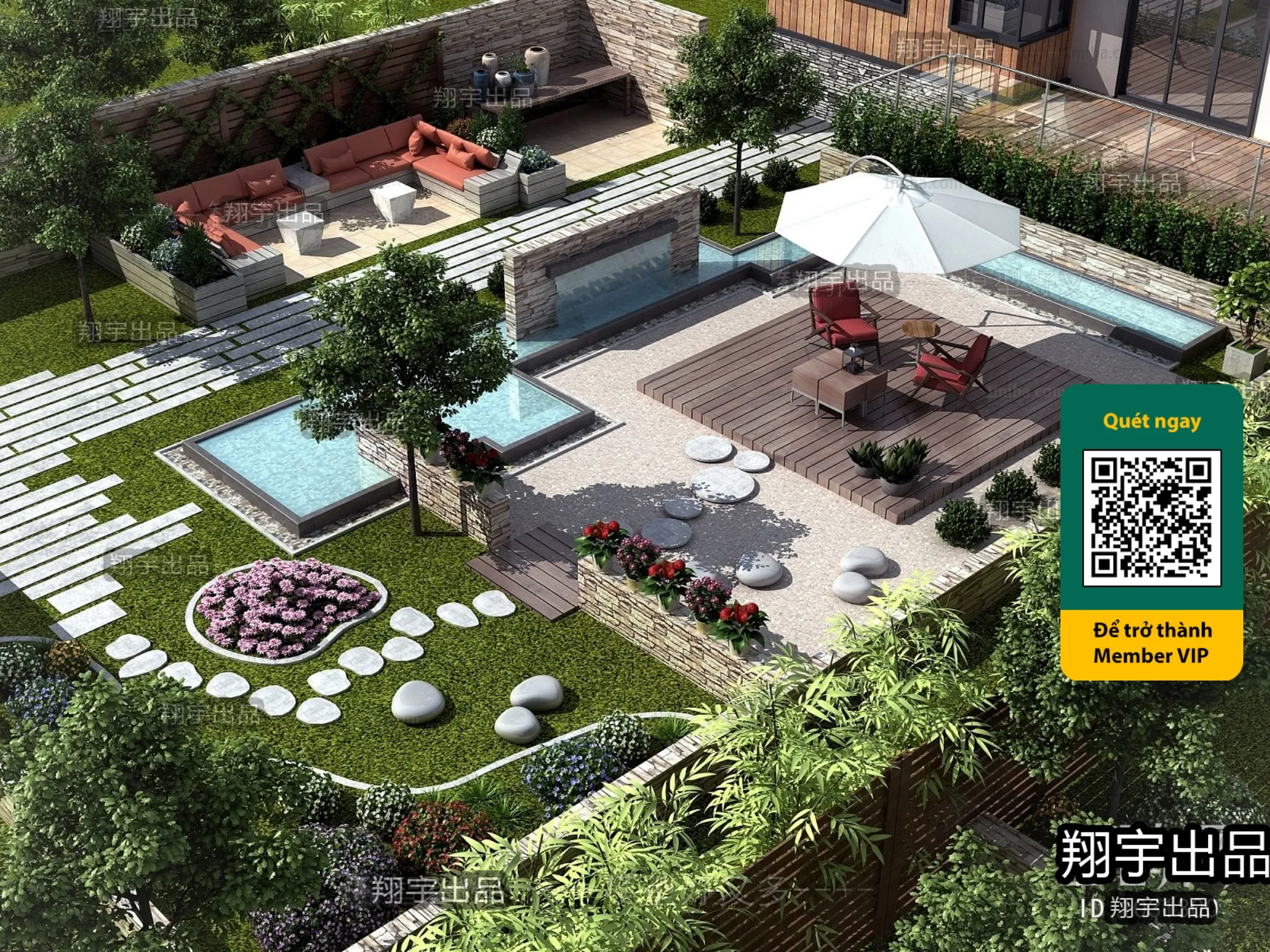 COURTYARD - VRAY / CORONA - 3D MODEL - 6600