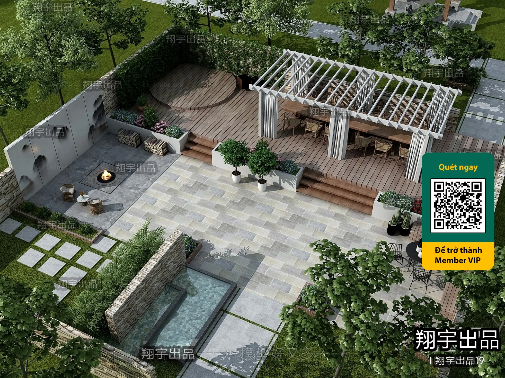 COURTYARD - VRAY / CORONA - 3D MODEL - 6603