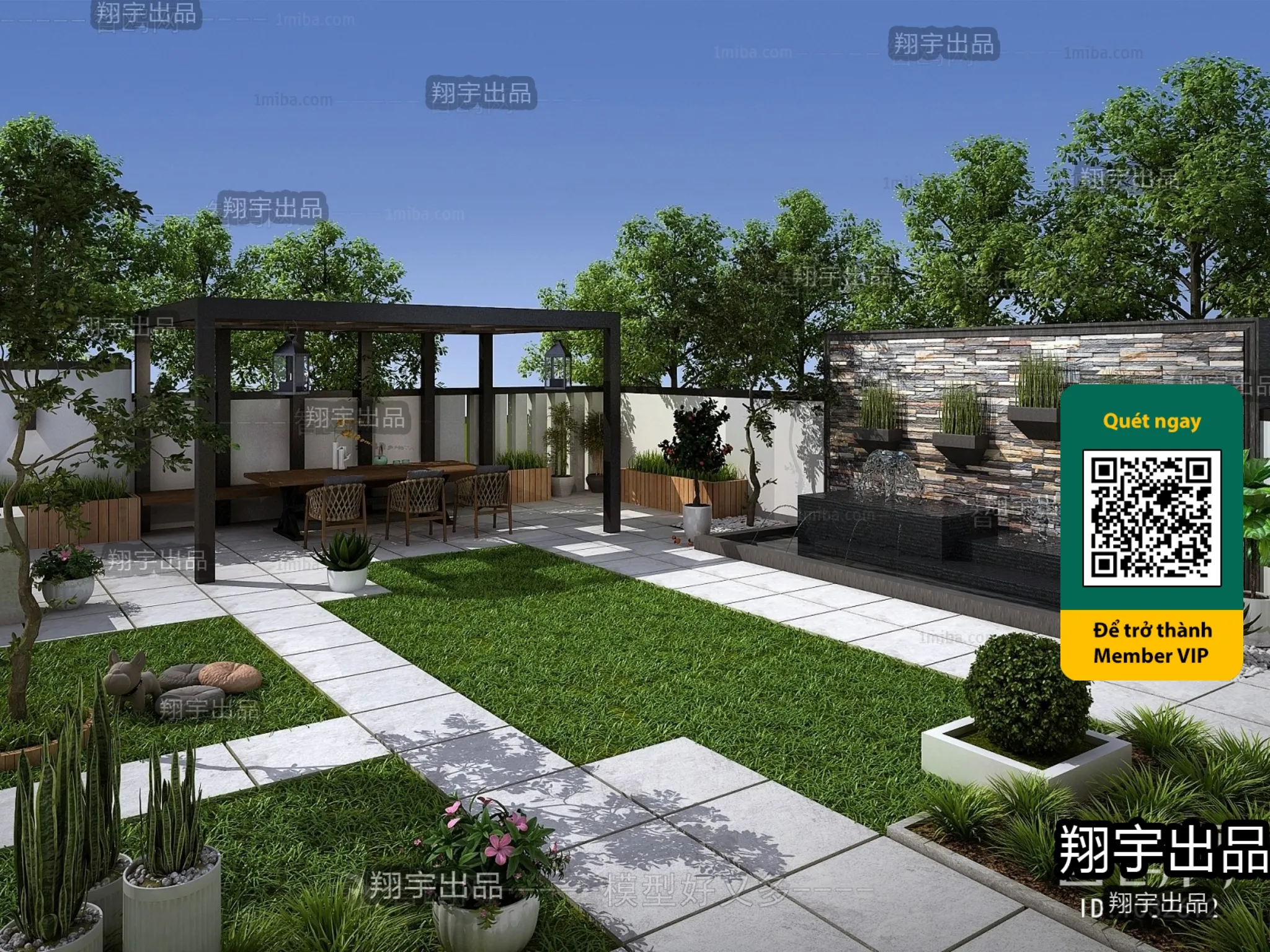 COURTYARD - VRAY / CORONA - 3D MODEL - 6604