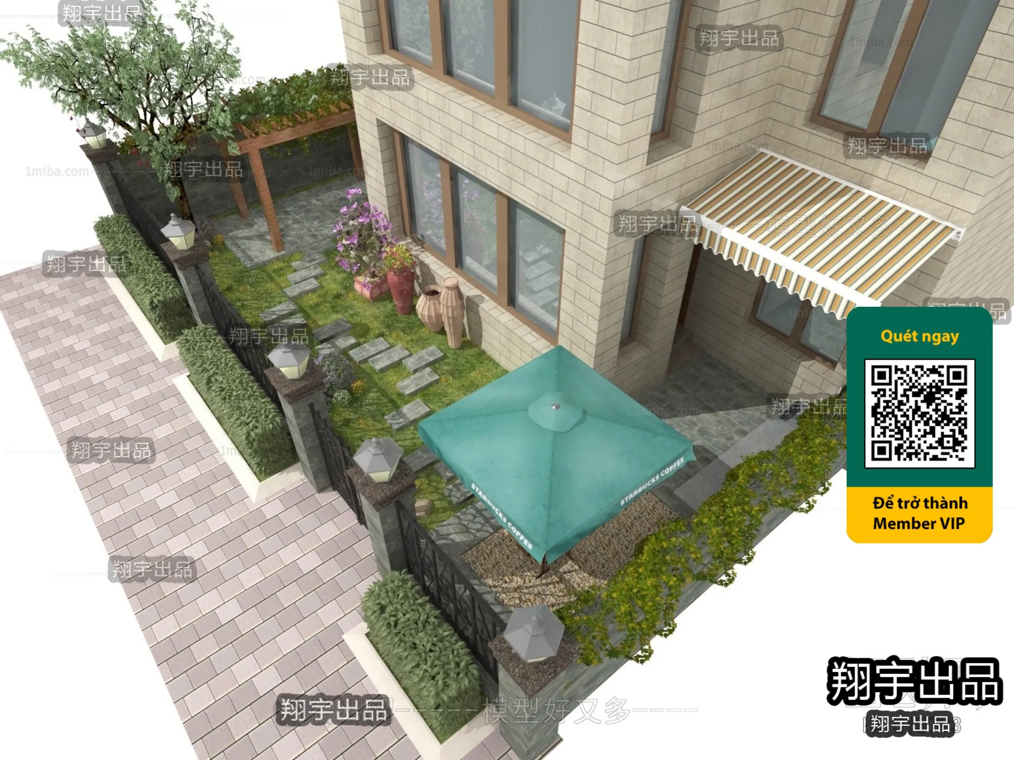 COURTYARD - VRAY / CORONA - 3D MODEL - 6607