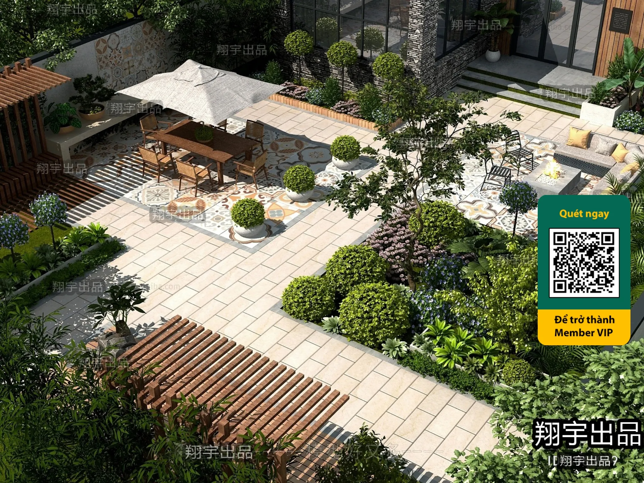 COURTYARD - VRAY / CORONA - 3D MODEL - 6610