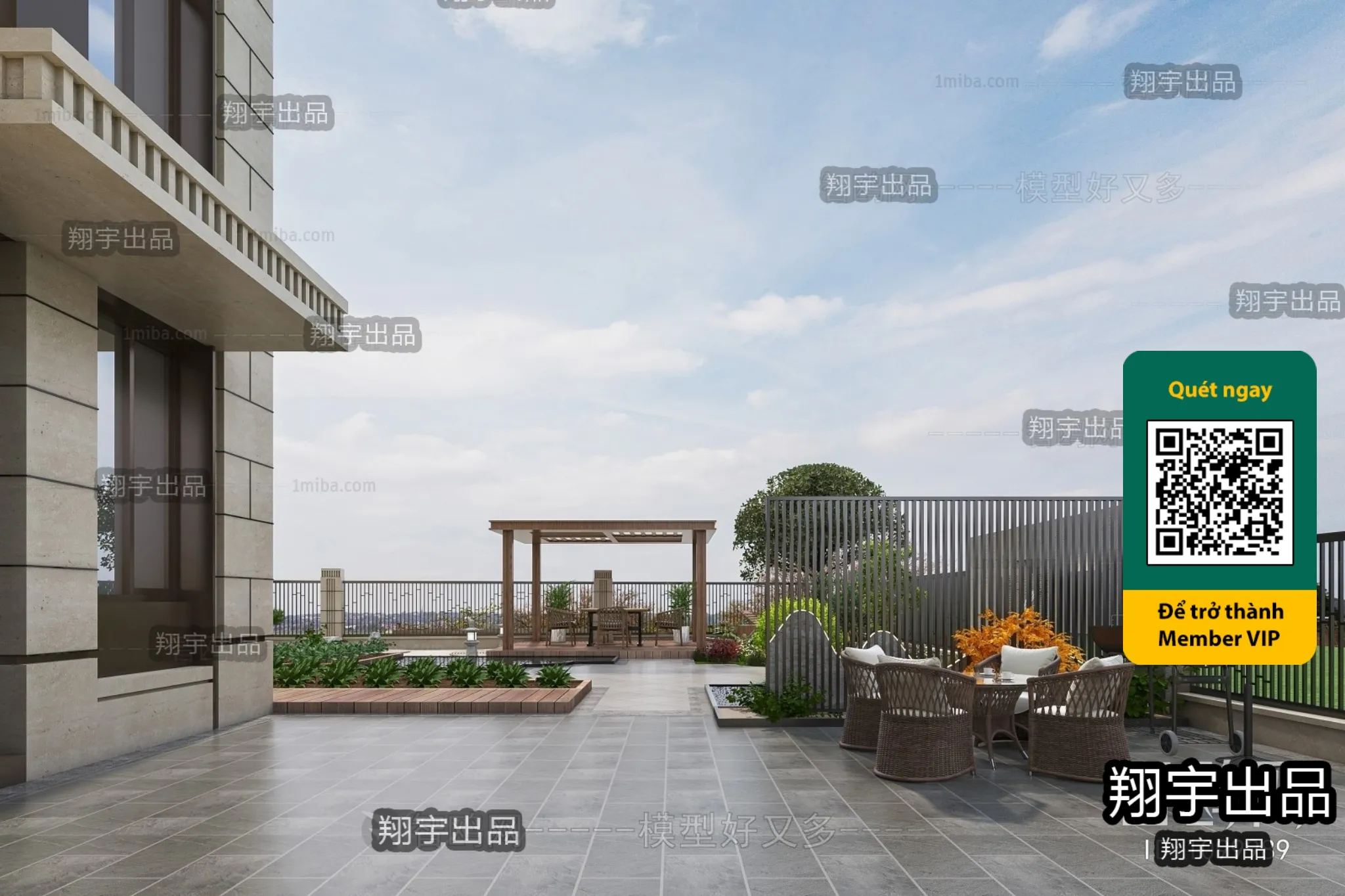 COURTYARD - VRAY / CORONA - 3D MODEL - 6613