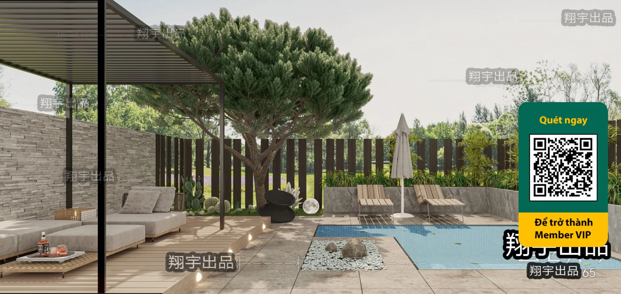 COURTYARD - VRAY / CORONA - 3D MODEL - 6614