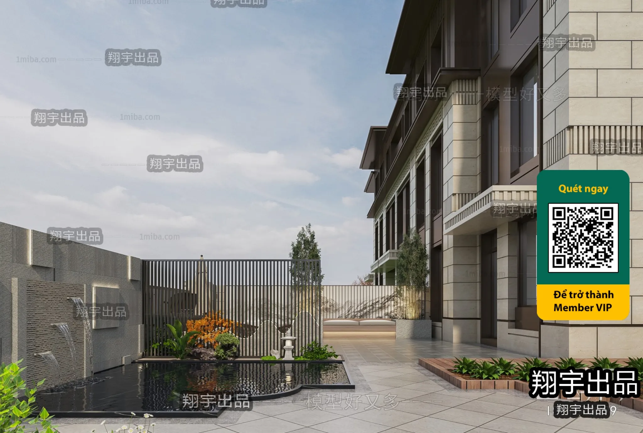 COURTYARD - VRAY / CORONA - 3D MODEL - 6615
