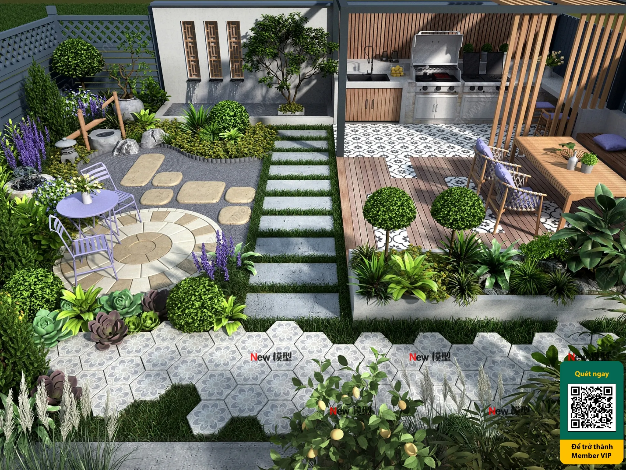 COURTYARD - VRAY / CORONA - 3D MODEL - 6623