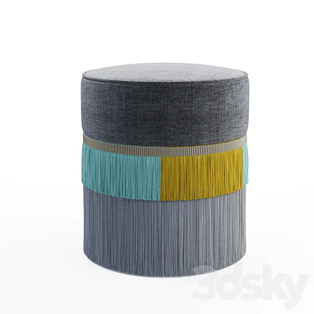 Couture Plain Pouf 3D Model