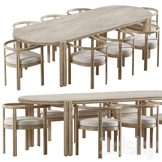 Cove Teak Dining Chair and Table-Harbour 3D Model