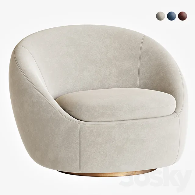 Cozy Swivel Chair Westelm 3D Model