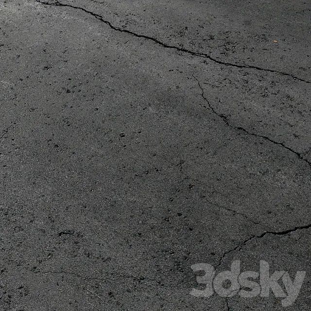Cracked asphalt 2 3D Model