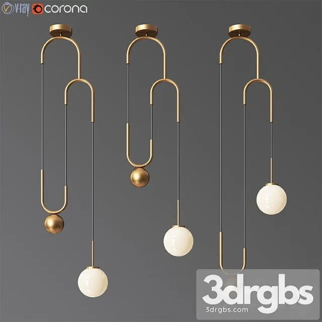 Cradle brass pulley pendant light 3D Model Free