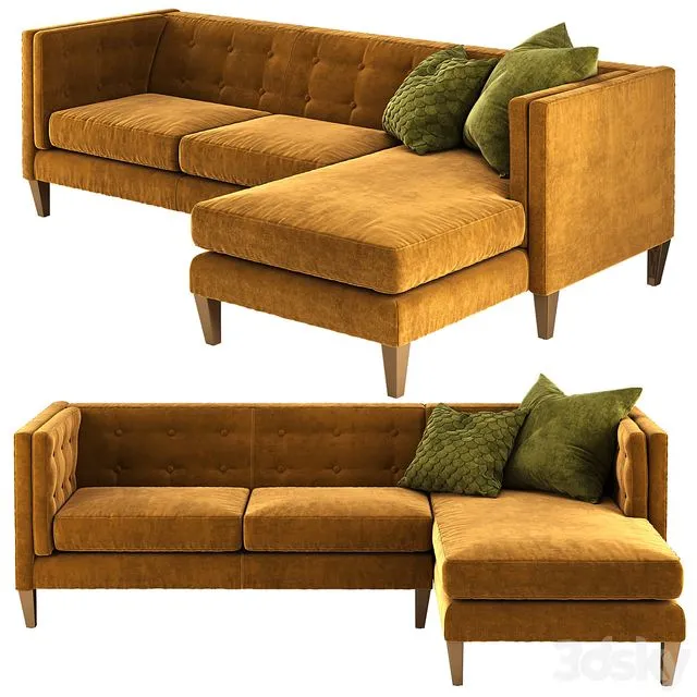 Crate and Barrel Aidan sectional sofa 3D Model