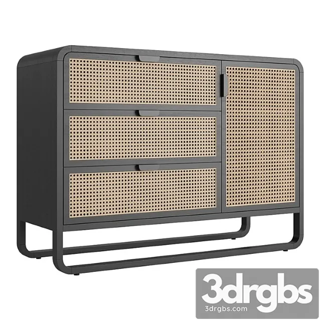 Crate And Barrel Anaise Cane 3 Drawer Chest 3D Model Free