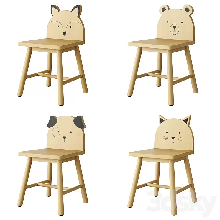 Crate and Barrel Animal Kids Chair 3D Model Free