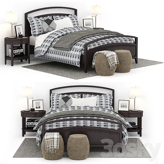 crate and barrel Arch Charcoal Queen Bed 3DModel