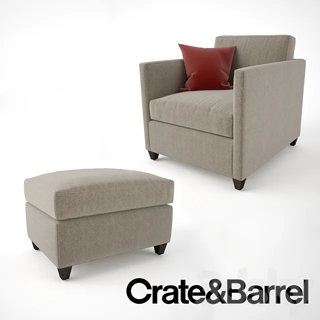Crate and Barrel Dryden Chair and Ottoman 3D Model