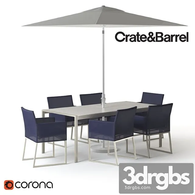 Crate and barrel Dune dining set 2 3D Model Free