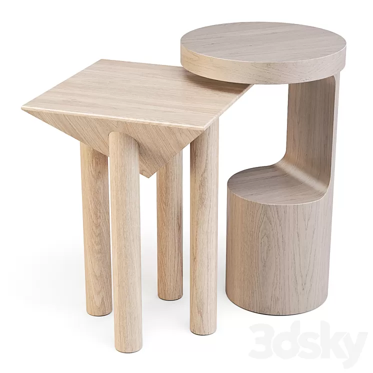 Crate and Barrel: Hout and Flora - Side Tables 3D Model