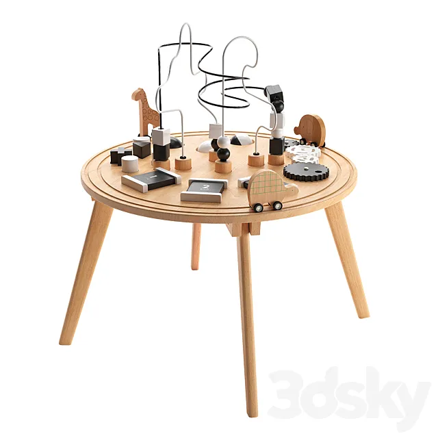 Crate and Barrel Kids Wooden Activity Table 3D Model