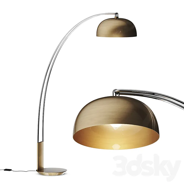 Crate and Barrel Marino Brass and Chrome Metal Floor Lamp 3D Model