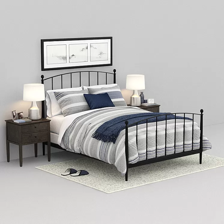 crate and barrel Mason Shadow Queen Bed 3D Model
