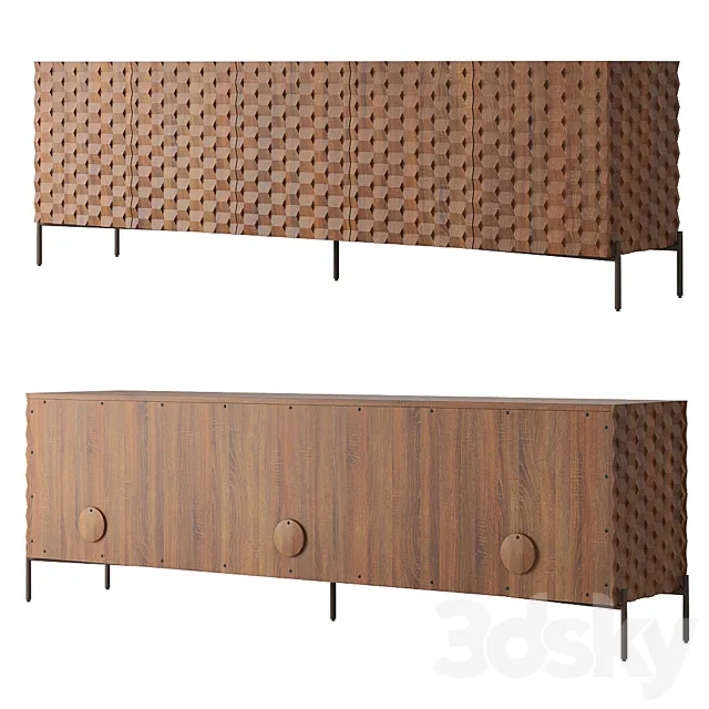 Crate and Barrel Raffael Carved Wood Media Console 3DModel