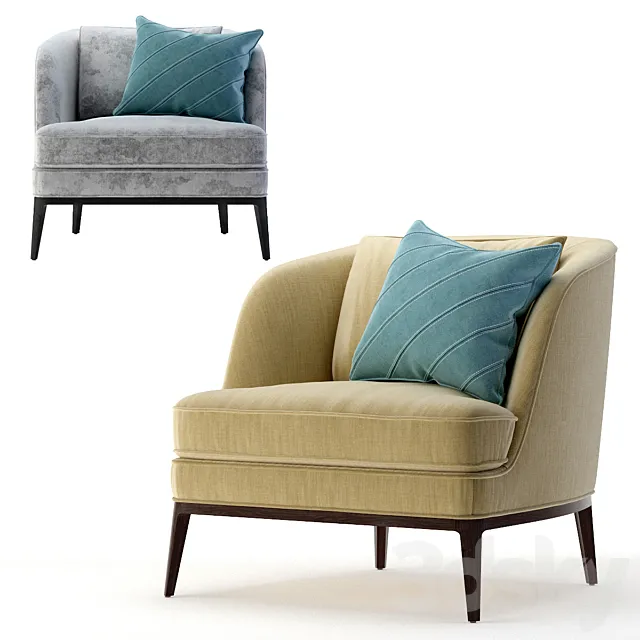 Crate and Barrel Seychelles Wood Trim Chair 3D Model