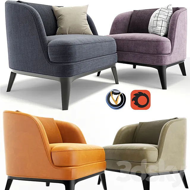 Crate And Barrel Seychelles Wood Trim Chair 3D Model