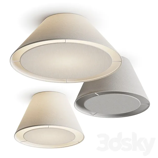 Crate and Barrel White Tapered Linen Ceiling Lamps 3D Model