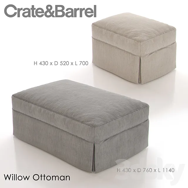 CRATE and BARREL WILLOW Ottoman 3DModel