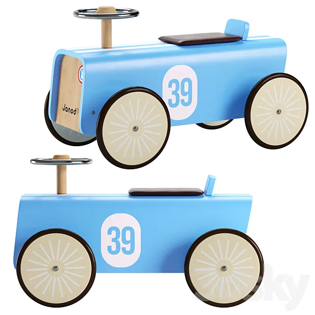 Crate and Kids Janod Blue Car Ride-On 3DModel