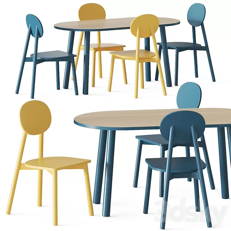 Crate and Kids Rue Adjustable Table and Kelsey Play Chair 3D Model